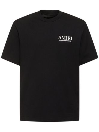 Amiri Mens Hollywood Bones Stacked Logo T-Shirt in Black - Size Medium