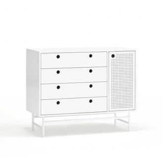 Teulat C&oacute;moda 4 cajones 1 puerta blanca