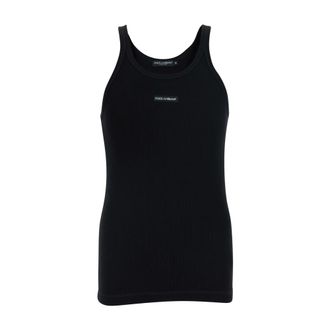 Dolce & Gabbana Sleeveless Tops, male, Black, Size: 2XL Rip Tanktop
