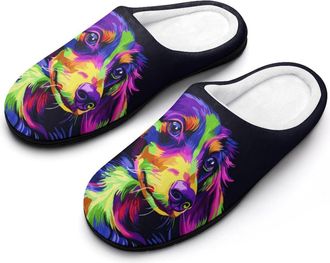Generic Colorful Dachshunds Dog Womens Slippers Warm House Slippers Indoor House Shoes with Anti-Skid Rubber Sole