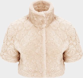 Gorski Rose Printed Select Lamb Shearling Bolero Jacket