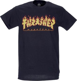 Thrasher Godzilla Flame Tee Zwart/Geel - Heren - T-shirts - Zwart - L - Katoen - Tops