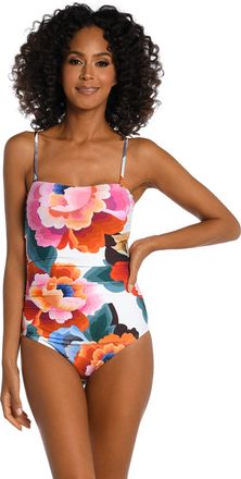 La Blanca Womens Bandeau One Piece Swimsuit, Multi//Floral Rhythm, 20
