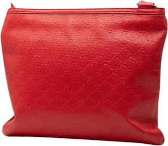 Gucci Pre-owned Embossed Leather Crossbody Bag - Dames - Vintage Schoudertas - Rood - ONE Size - Leer - Vintage