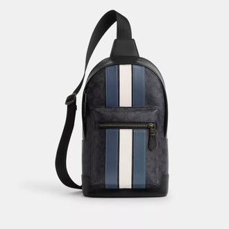 Coach West Pack In Signature Canvas With Varsity Stripe