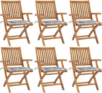 vidaXL Vidaxl - Sillas De Jard&iacute;n Plegables 6 Uds Madera Maciza Teca Con Cojines