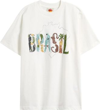 Farm Rio Womens Brasil Relaxed Short Sleeve T-Shirt, Off-White