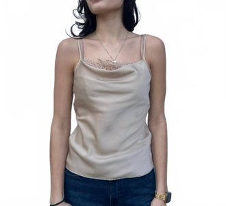 Suncoo Livia Silk Cami With Lace Insert In Greige