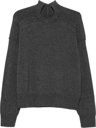 Coperni Gebreide trui met hoge hals en cut-out detail - Dames - Truien - Grijs - Maat: M Zijde