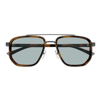 Gucci Double-Bridge Aviator Sunglasses - male - Gucci - Sunglasses - Brown - 55 MM - Accessories