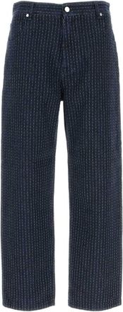 Fendi Blue Embroidered Stretch Denim Jeans