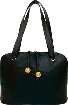 Chanel Black Grained Calfskin Shoulder Bag Tote Bag (Pre-Owned)