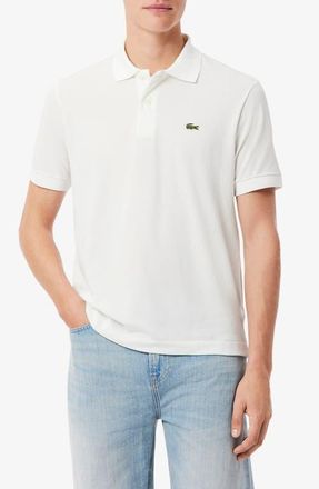 Lacoste Essentials Classic Fit Cotton Blend Piqu&eacute; Polo in White at Nordstrom, Size 7