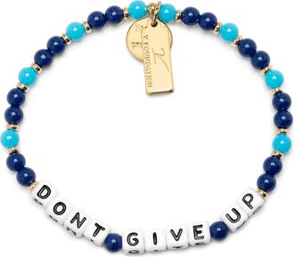 Little Words Project Dont Give Up Beaded Stretch Bracelet in Blue at Nordstrom, Size Small