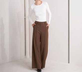 Flying Tomato Woven Wide Leg Pants In Brown