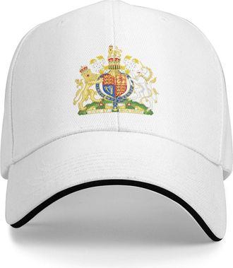 Generic United Kingdom National Emblem Hat Support United Kingdom Coat of Arms Baseball Cap British Hat for Women Men Adjustable Hat, White, One size