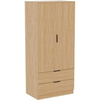 Home Discount Trega 2 Door 2 Drawer Wardrobe Bedroom Storage Unit, H 170 x W 76 x D 53 cm, Pine