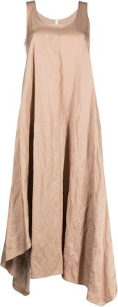 Forme Dexpression belted asymmetric-hem dress - women - Viscose/Cotton/Inox - 40 - Brown