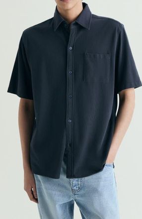 Scalpers Honeycomb Resort Shirt in Navy at Nordstrom, Size 38S Eu