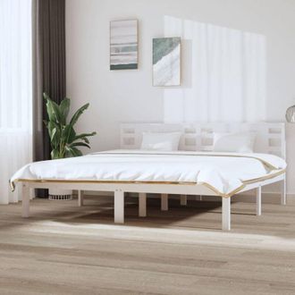vidaXL Estructura De Cama Sin Colch&oacute;n Madera Maciza Blanca 200x200 Cm Vidaxl