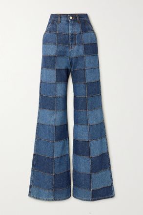 Chlo&eacute; Jeans A Gamba Larga E Vita Alta Patchwork - Blu
