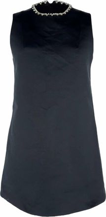 Area Area Embellished Neckline Heart-back Mini Dress in Black Polyester