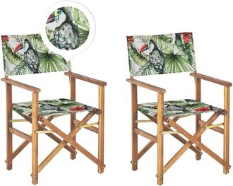 Beliani Set of 2 Garden Chairs CINE Acacia Wood Green