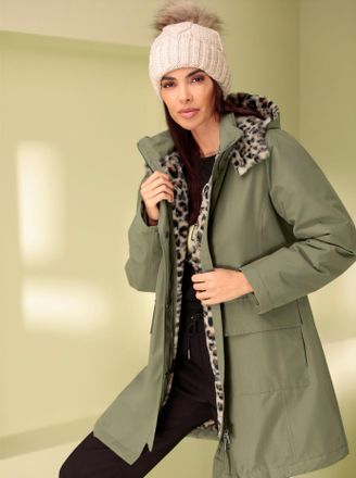 Heine Parka HEINE, Damen, Gr. 36, gr&uuml;n (khaki), 100% Polyester, Wattierung:100% Polyester, &Auml;rmelfutter:100% Polyester, Jacken Parka