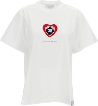 Stella McCartney Crochet Hart T-shirt - Dames - T-shirts - Wit - M - Katoen - Tops