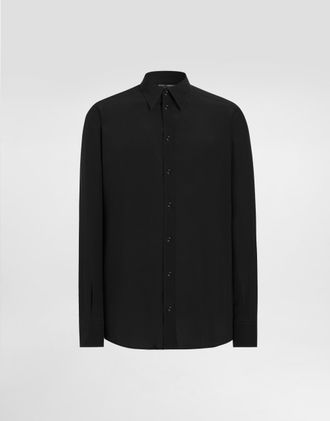 Dolce & Gabbana Silk Cr&ecirc;pe De Chine Martini Shirt - Man Shirts Black Silk 37
