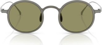A|X Armani Exchange 46mm Small Phantos Sunglasses in Matte Gunmetal/green at Nordstrom
