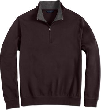 Scott Barber Pima Interlock Zip Mock, Dark Chocolate