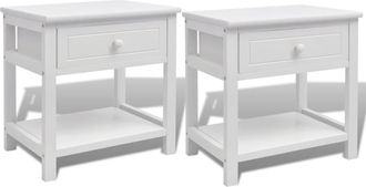 vidaXL Mesitas De Noche 2 Unidades Madera Blanca Vidaxl