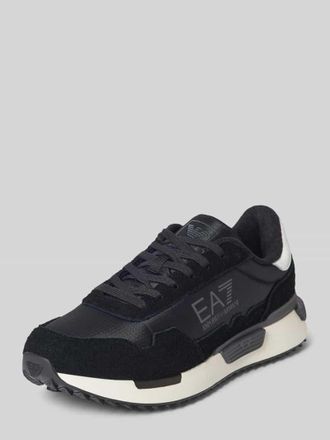 Emporio Armani Sneaker aus Leder-Textil-Mix Modell VINTAGE RUNNING in Black, Gr&ouml;&szlig;e 43