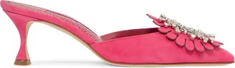 Manolo Blahnik 50mm Shog mules - women - Leather/Leather/Suede - 38 - Pink