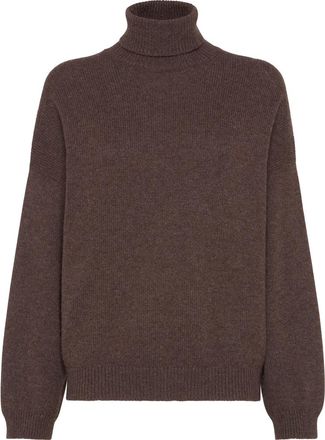 Brunello Cucinelli Turtleneck sweater with monili in Rust Brown at Nordstrom, Size Xx-Small Eu
