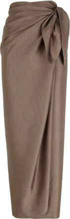 Cortana Gloria- wikkelrok mauve rook- - Dames - Maxi Rokken - Bruin - M - Linnen - Rokken