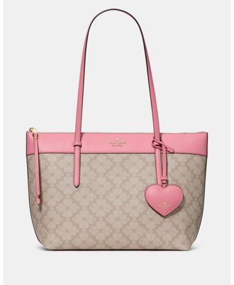 Kate Spade New York Womens All Day Flower Tote Bag With Charm - Beige - One Size