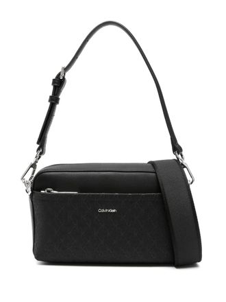 Calvin Klein monogram crossbody bag - women - Polyurethane - One Size - Black