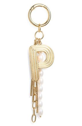 Chelsea28 Initial Faux Pearl Bag Charm in P- White- Gold at Nordstrom