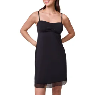 Montelle Intimates Convertible Lace Trim Slip in Black at Nordstrom, Size X-Large