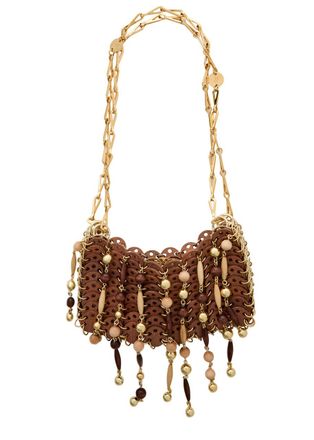 Paco Rabanne 1969 Nano Disc Wooden Shoulder bag - Brown Camel - One Size
