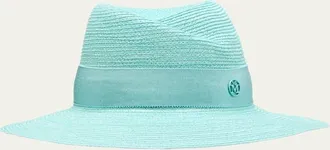 Maison Michel Virginie Seasonal Iconic Aqua Straw Fedora