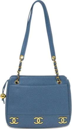 Chanel Borsa a spalla con triplo logo CC 1995 - Blu