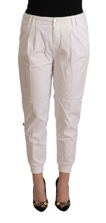 Met Cotton Mid Waist Tape Cropped Womens Pants