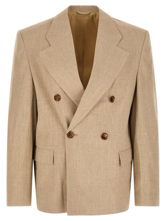 S&eacute;fr Beige Linen Mens Blazer