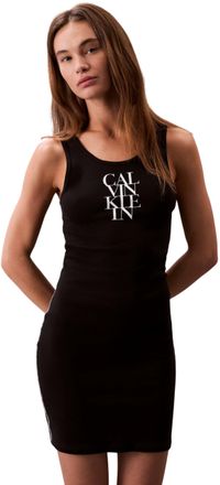 Calvin Klein Womens Cotton Rib Mini Bodycon Dress, Black (Black), L