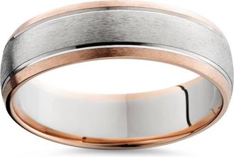Pompeii3 14K Rose & White Gold Two Tone Mens Wedding Band Size Selectable