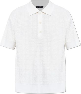Balmain Monogram Polo - Heren - Polos - Beige - L - Wol - Tops