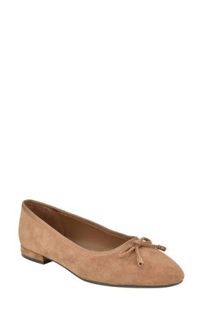 Calvin Klein Cyrie Bow Embellished Ballet Flat in Medium Natural at Nordstrom, Size 6.5